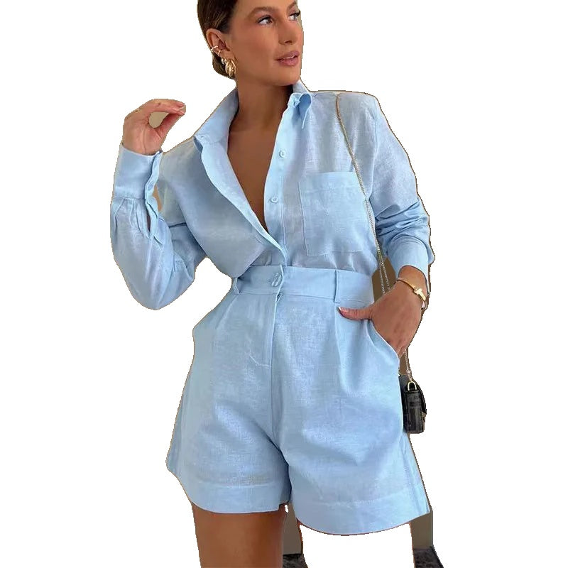 Variant image for Vrouwen | Casual 2-delige set met lange mouwen en korte broek-7