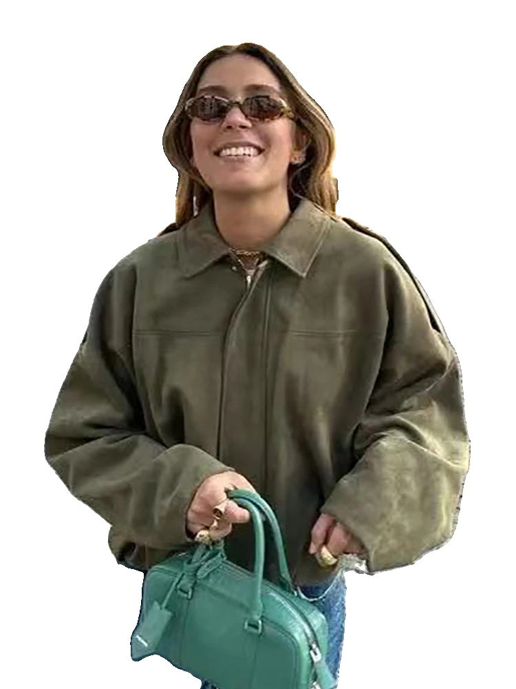 Dames | Groene Oversized Bomberjack - Vintage Stijl-1