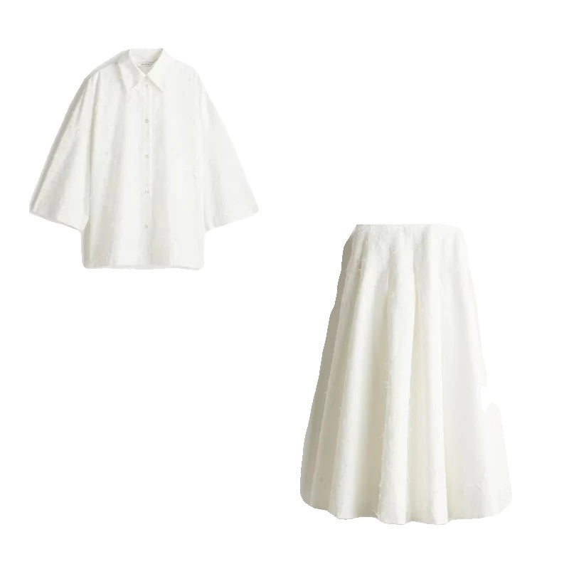 Variant image for Elegante Vrouwen | Hoge Taille Geplooide Lange Rok Set Met T-Shirt-1