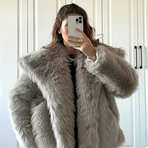 Vivere Damesjas Winter - Luxe Faux Fur, Elegante Pasvorm 4