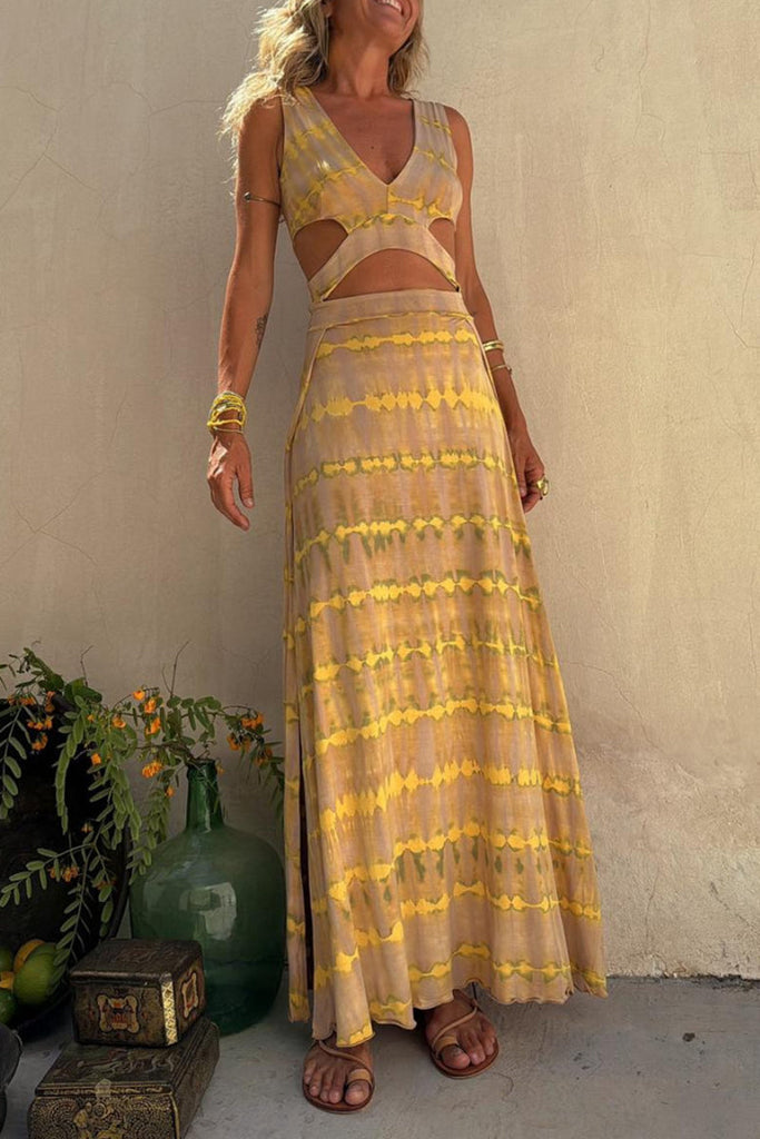 Boho Tie-Dye Maxi Dress for Women – Lightweight Flowy Long Dress with V-Neck and Relaxed Fit-3