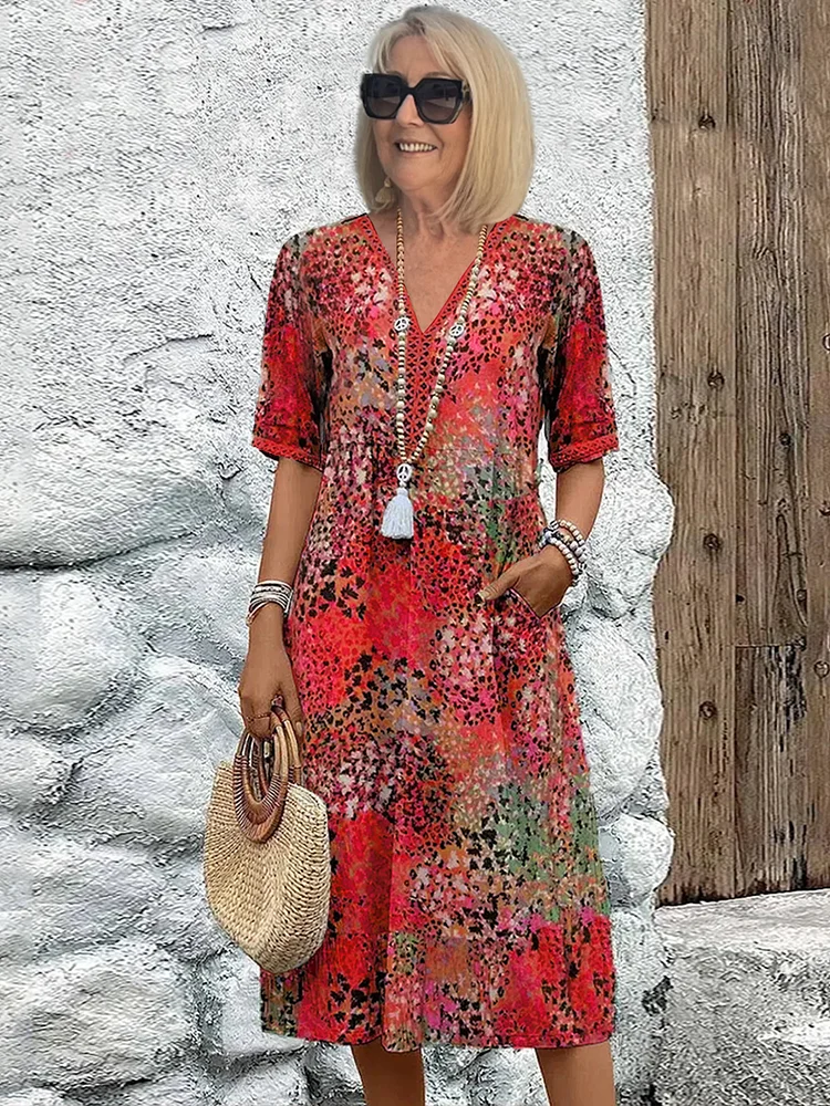 Nina Vivid Midi Jurk Dames 8