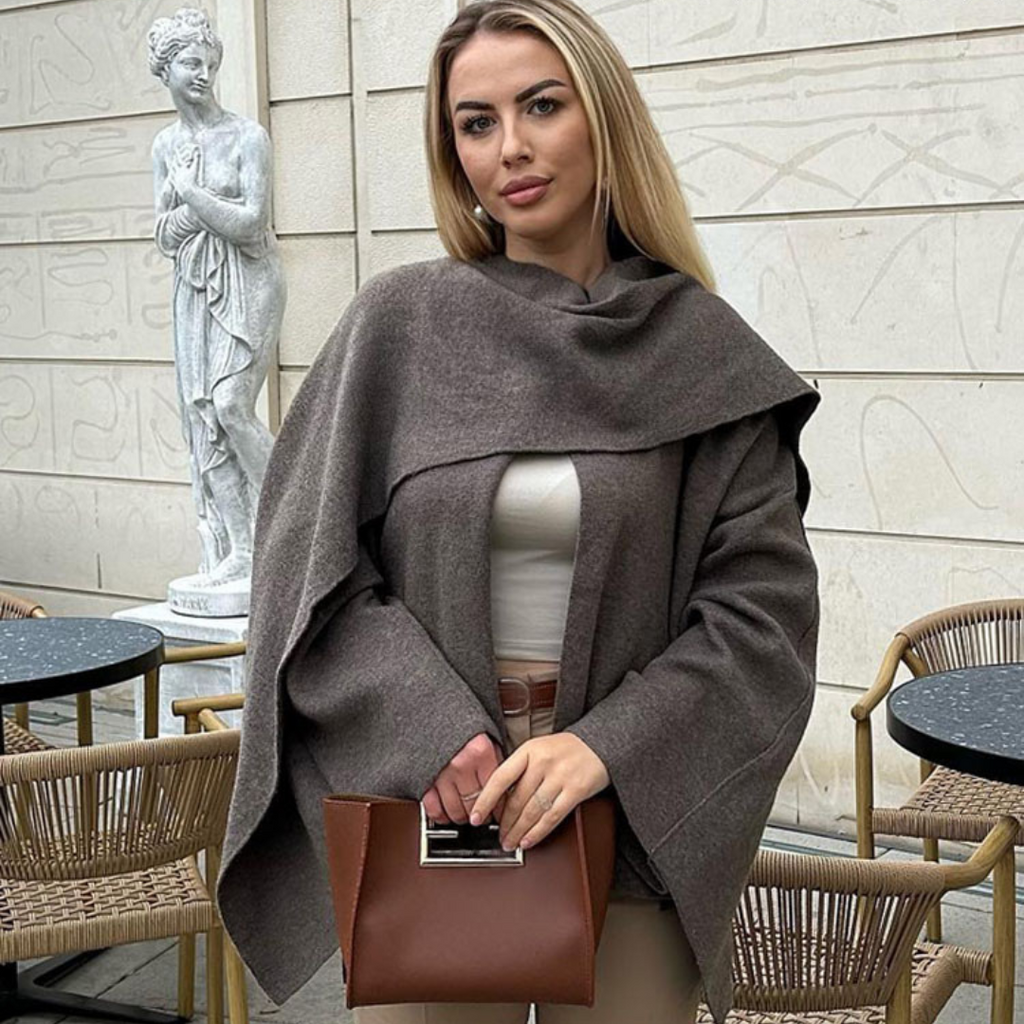 Hisa Damesjas Winter - Elegante Cape Coat van Hoogwaardige Stof 1
