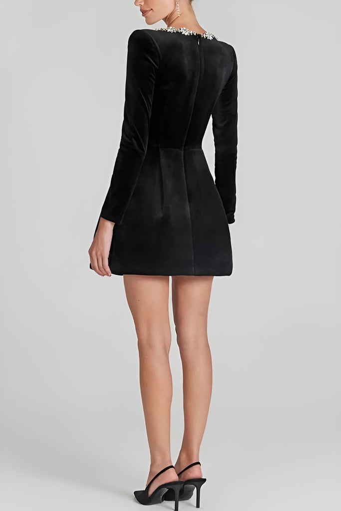 Hira Lange Jurk Dames | Luxe Fluweel met Diamantdetails, Feestelijke Kleding 3