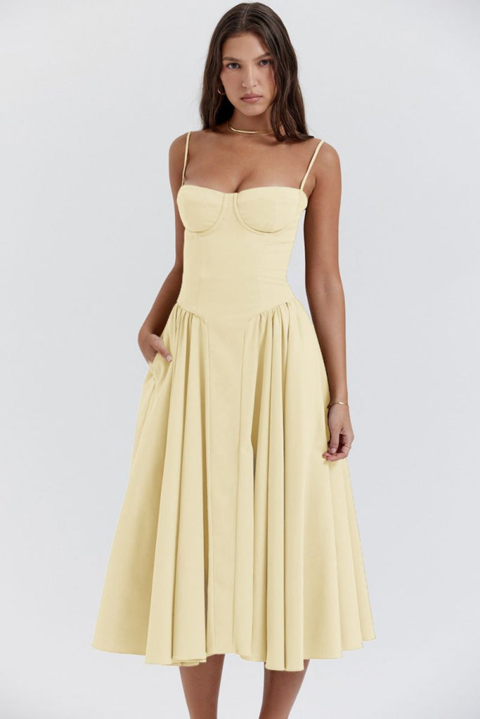 Elegant Women's Summer Dress - Sculpting Waist Sundress for Casual and Formal Occasions in White-6