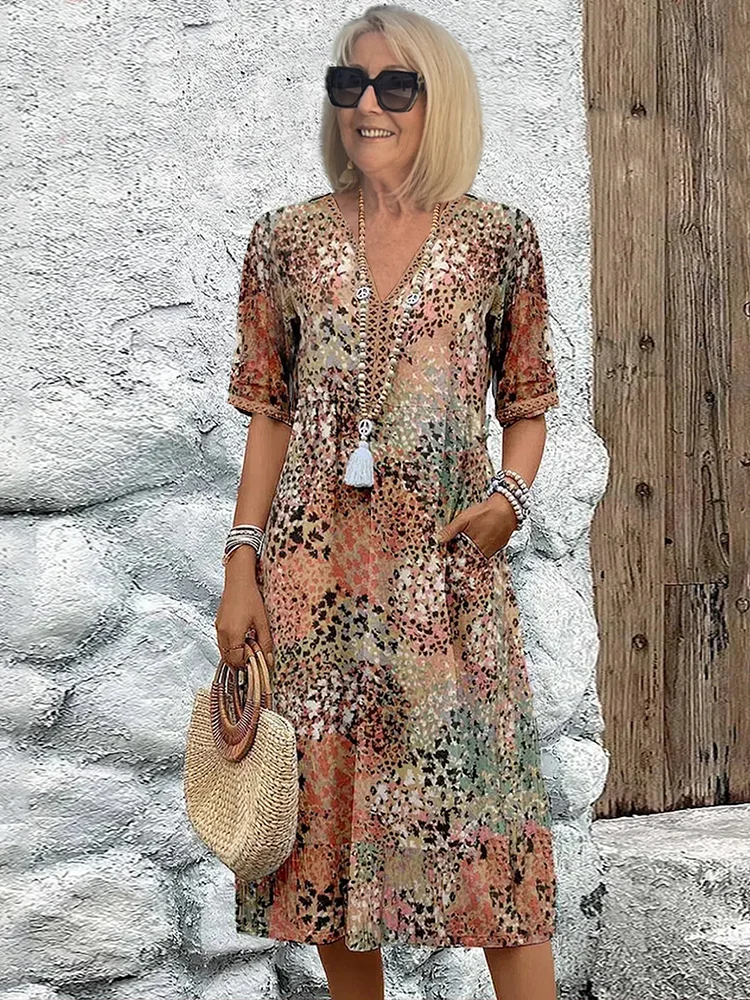 Nina Vivid Midi Jurk Dames 7