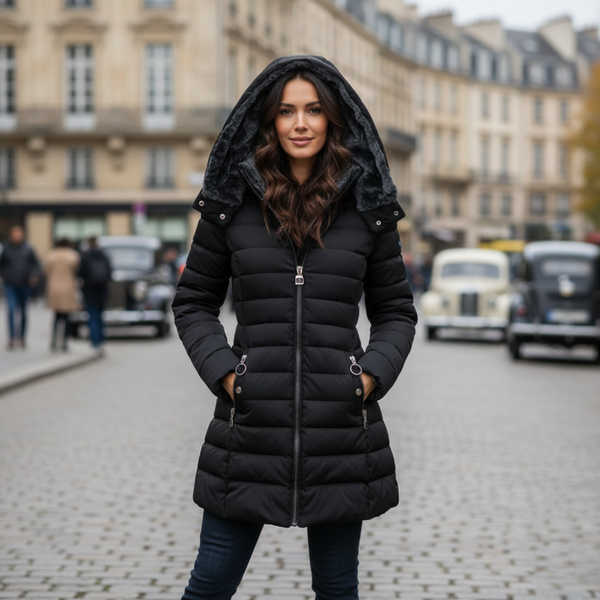 Lange Pufferjas Voor Dames Met Pluche Voering En Capuchon