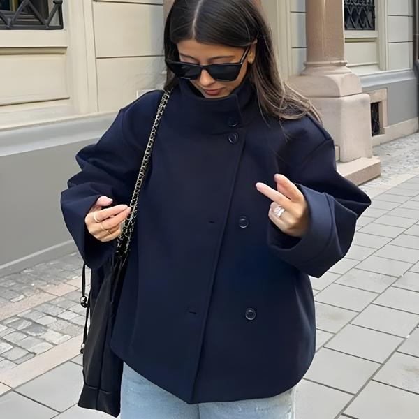 Dames Stand Collar Jas – Knopsluiting