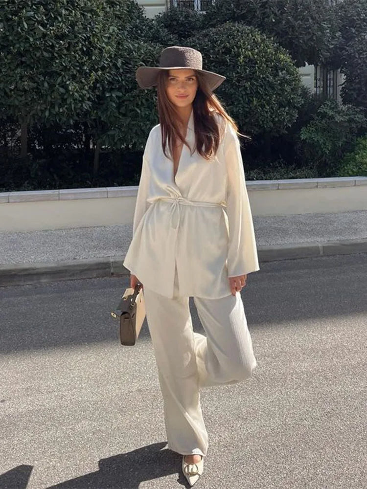 Fina Two Piece Set Dames | Luxe Satijnen Outfit, Elegante Top en Broek 2