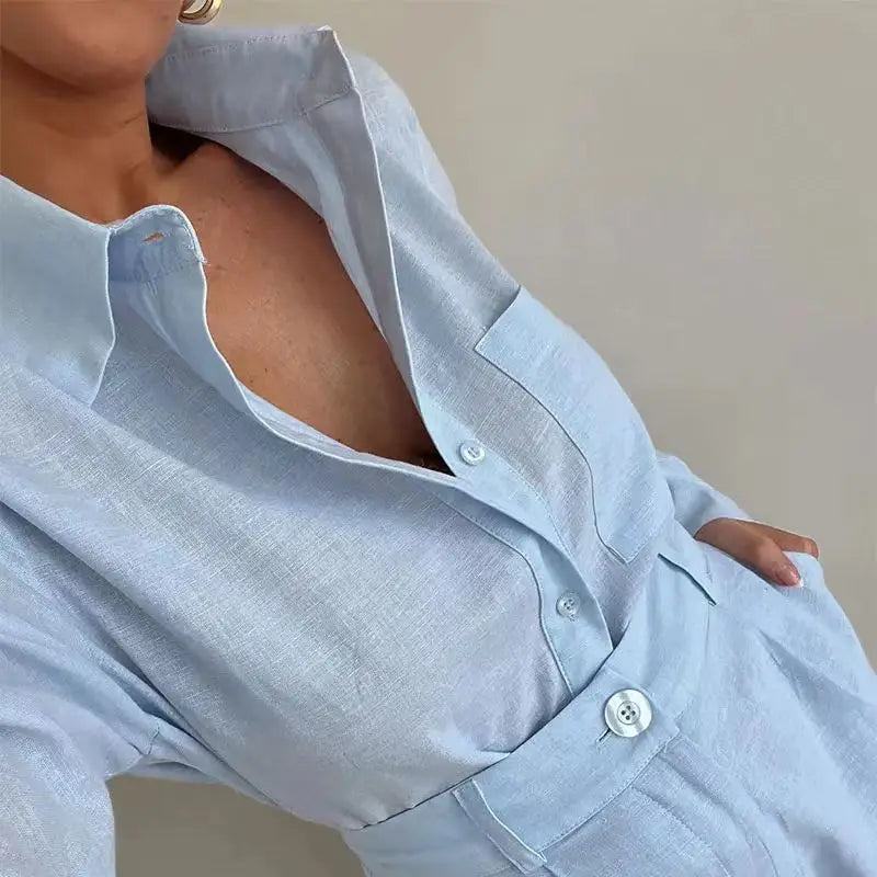 Vrouwen | Casual 2-delige set met lange mouwen en korte broek-5