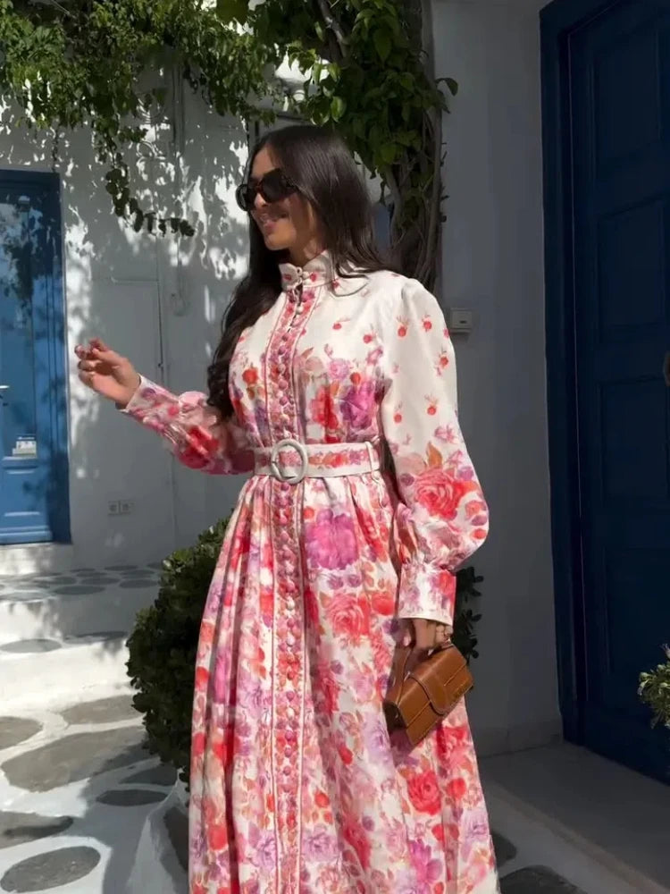 Bloemenprint Maxi Jurk Dames – Hoge Taille, Lichtgewicht Zomerjurk 3