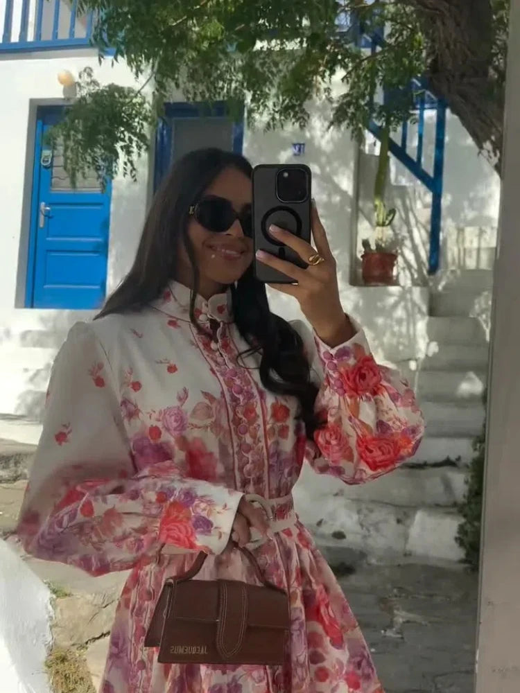 Bloemenprint Maxi Jurk Dames – Hoge Taille, Lichtgewicht Zomerjurk 5