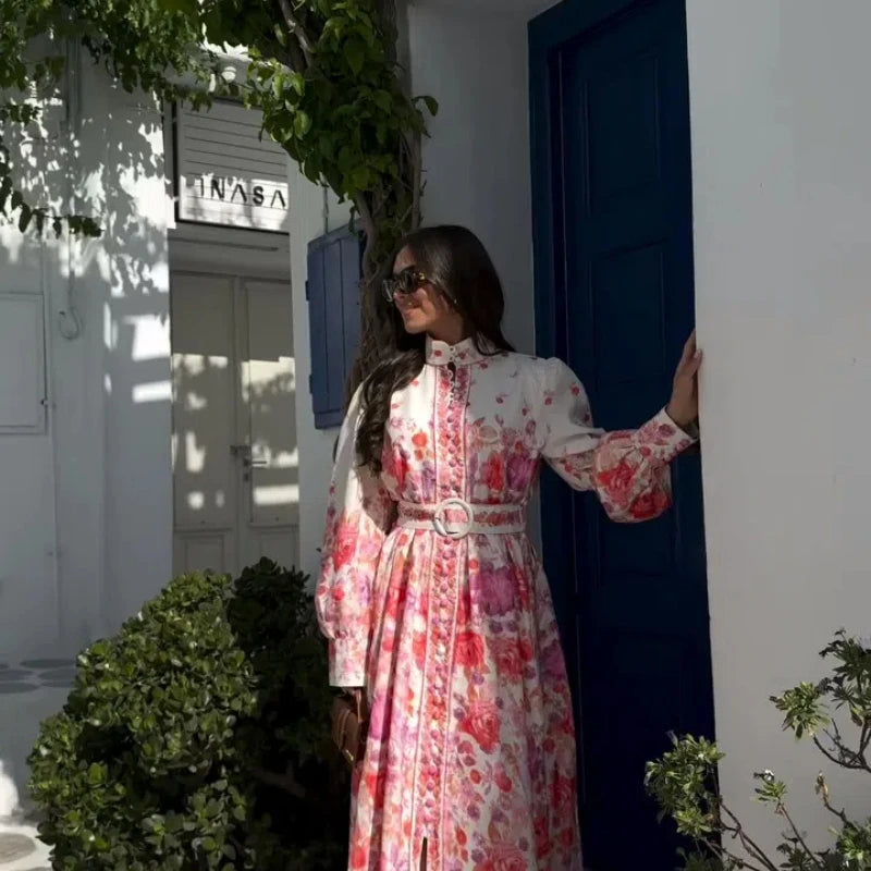 Bloemenprint Maxi Jurk Dames – Hoge Taille, Lichtgewicht Zomerjurk 6