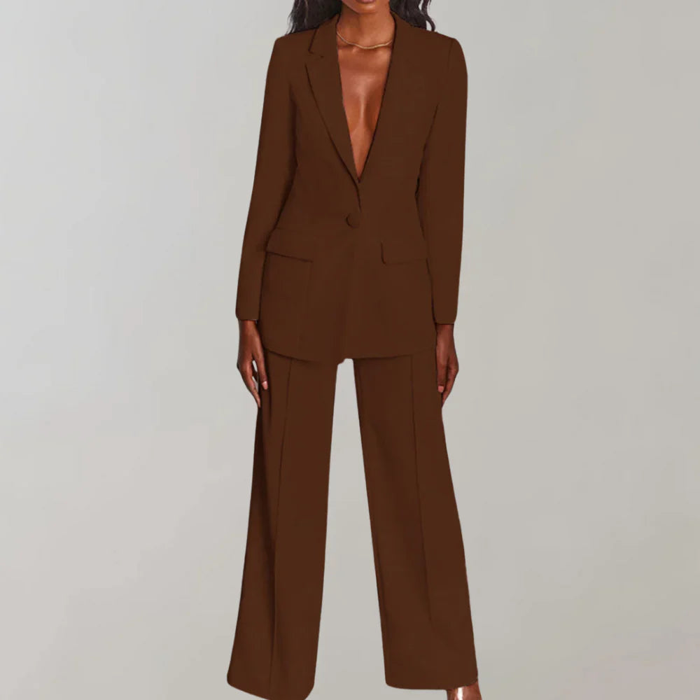Sienna Dames Zwarte Blazer en Broek Set | Elegante Pasvorm, Flatterende Flare Broeken 8