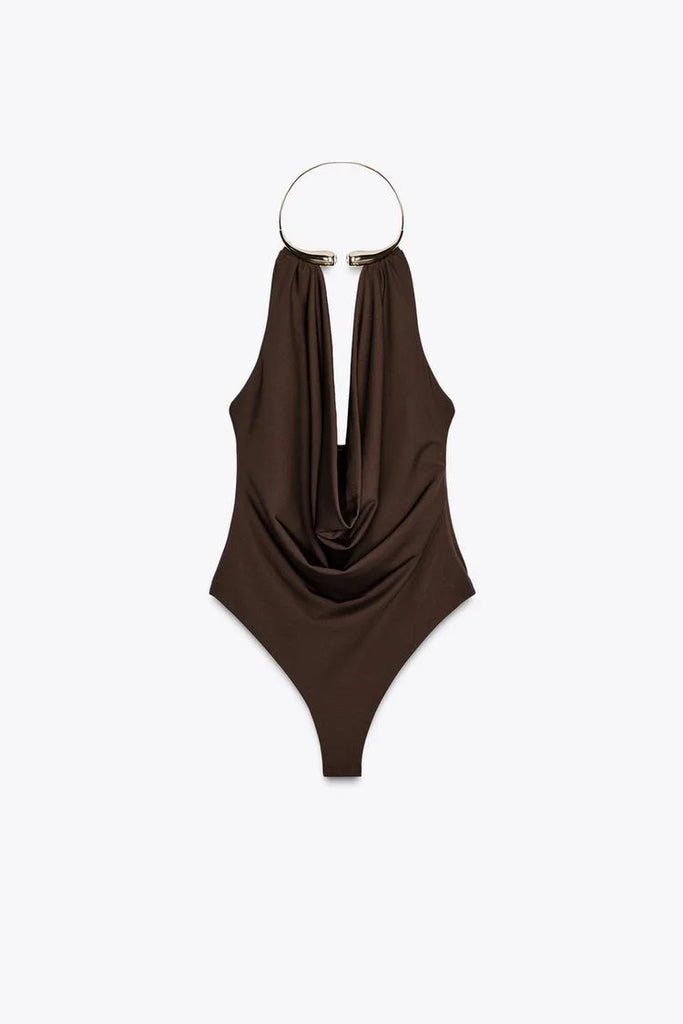 Dames Backless Bodysuit – Diepe V-hals, Flatterend Zwart 6
