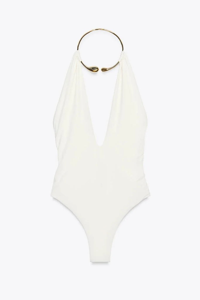 Dames Backless Bodysuit – Diepe V-hals, Flatterend Zwart 7