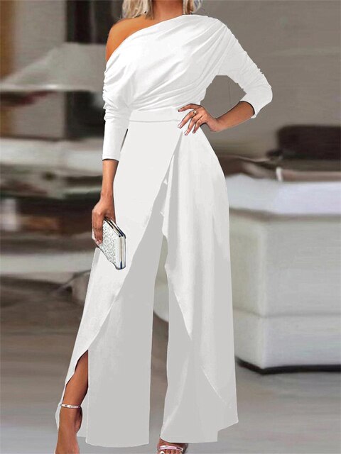 Ova Zwarte Jumpsuit Dames | Feestelijke Wijde Pijpen, Elegante V-Halslijn 1