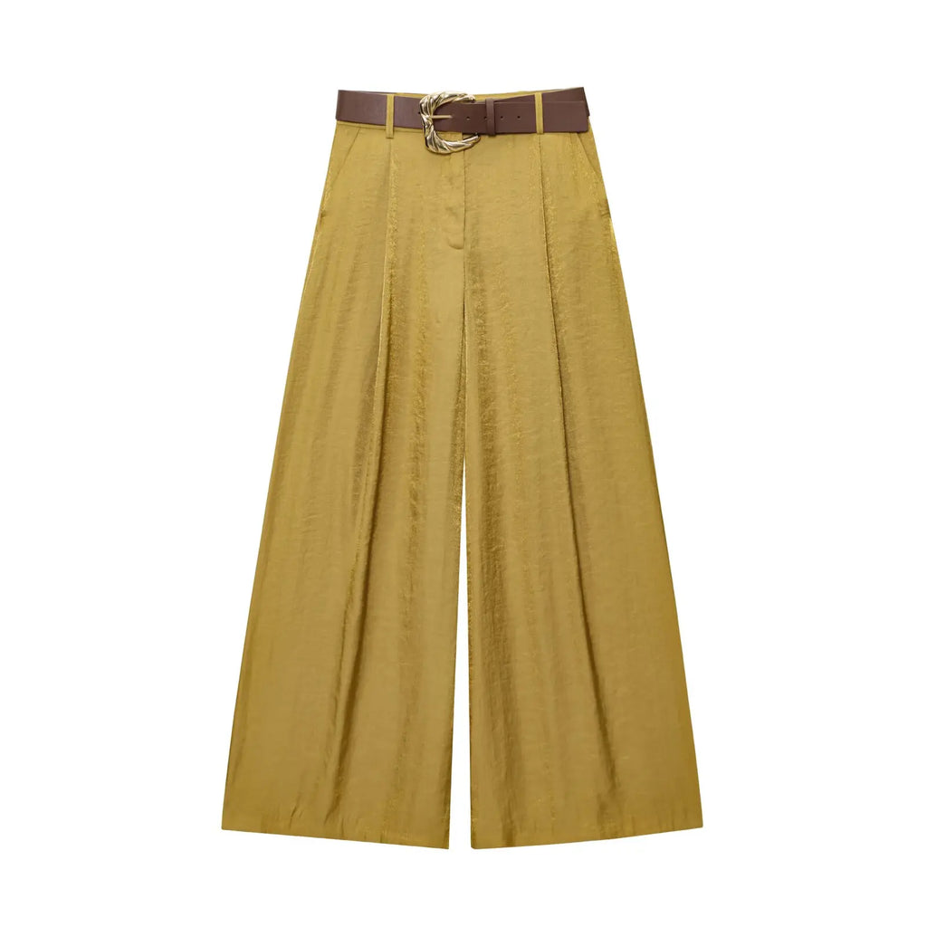 Elegante Lange Broek Dames – Wijde Pijpen met Rits en Zakken, Casual Chic 7