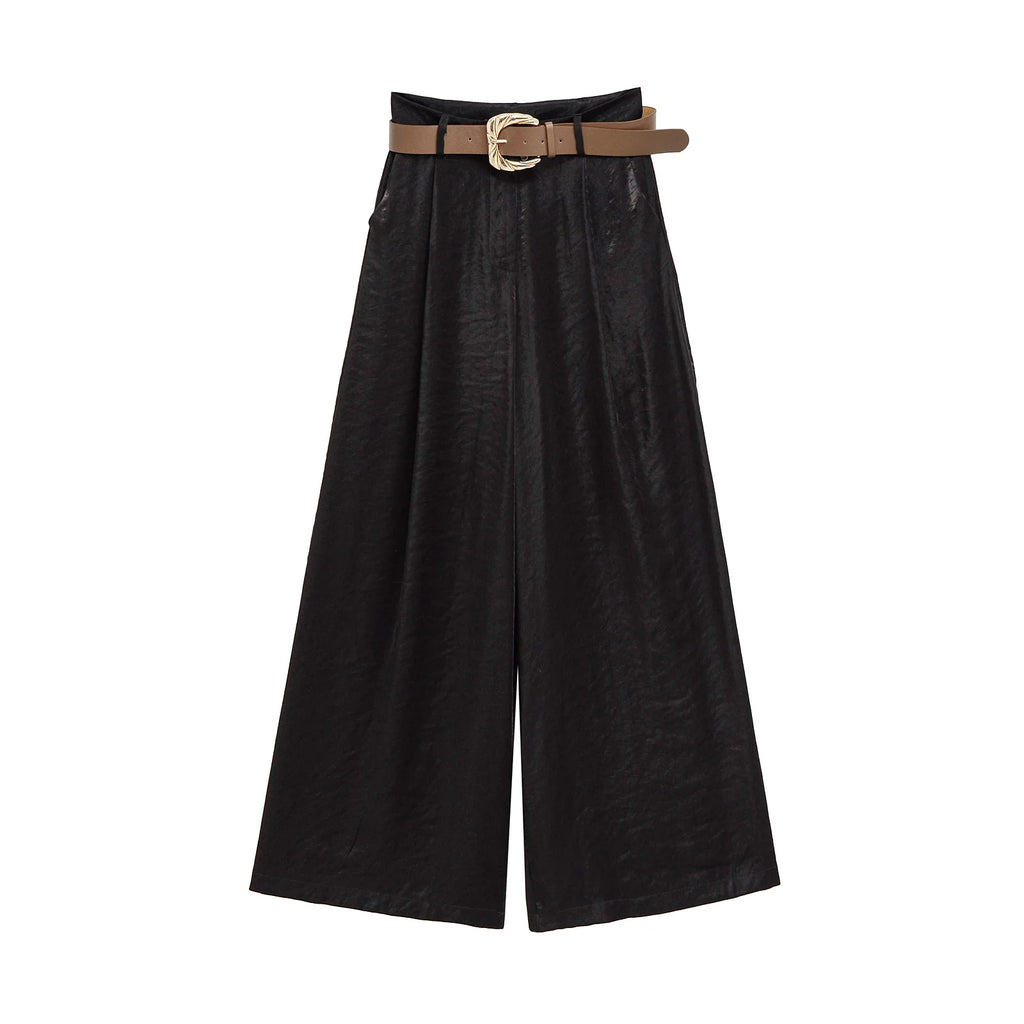 Elegante Lange Broek Dames – Wijde Pijpen met Rits en Zakken, Casual Chic 8