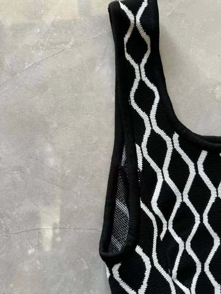 Geometrische Jacquard Jurk Dames – Hoog Taille A-Lijn, Mouwloos 1