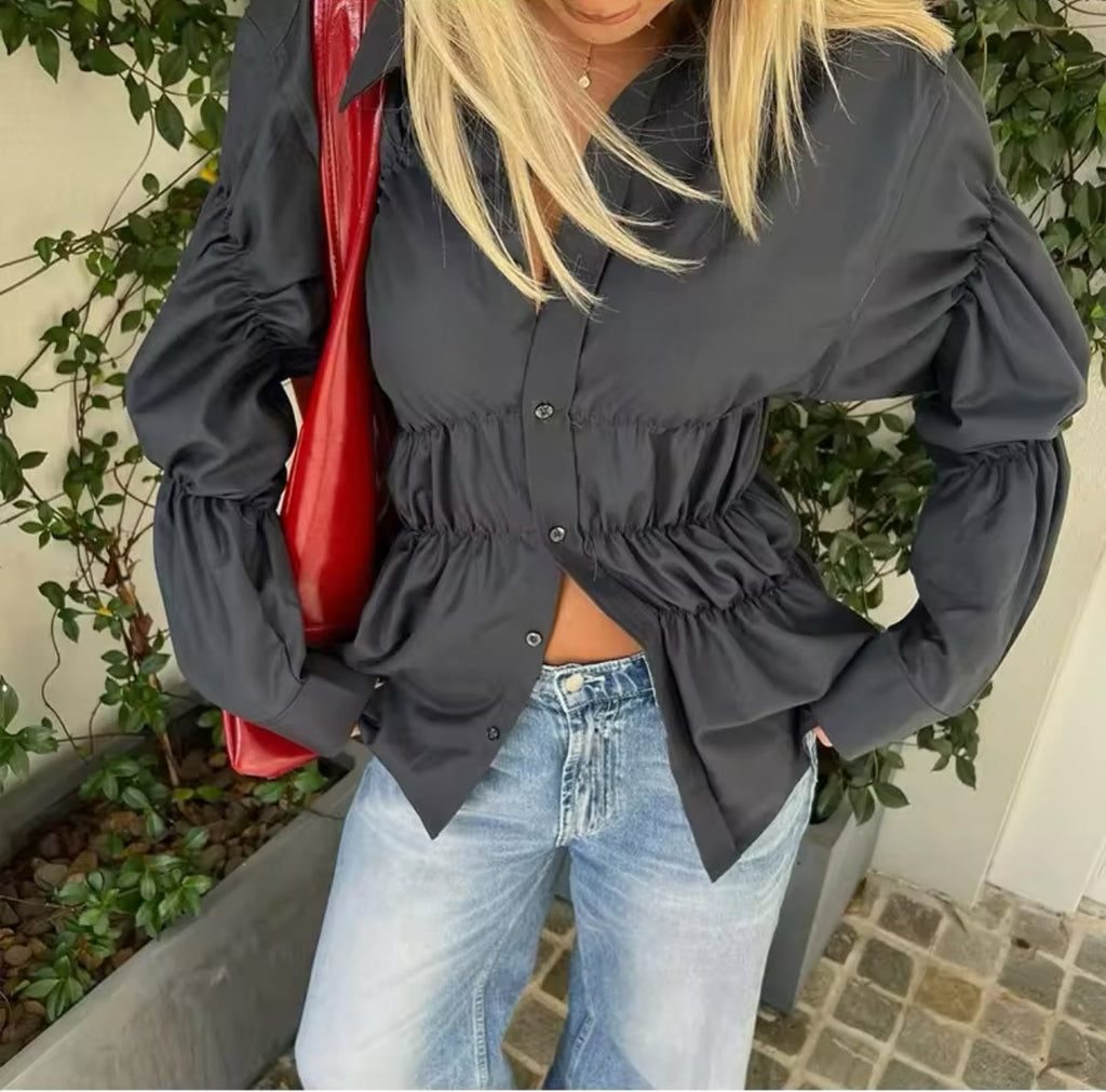 Livia Dames Blouse | Uniek Gekreukt Ontwerp, Flatterende Pasvorm 15