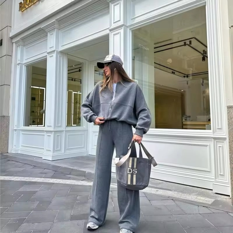Women's Tracksuit Set Gray Size M Cotton-2