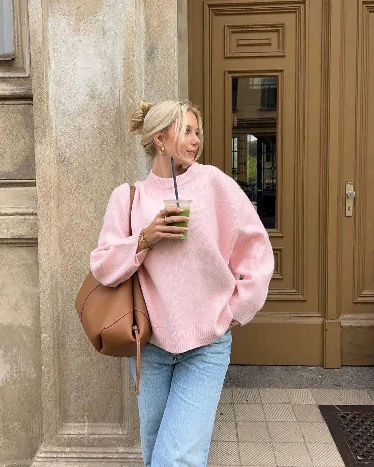 Joan Dames Sweater - Oversized Roze Katoenmix, Casual Chic 1