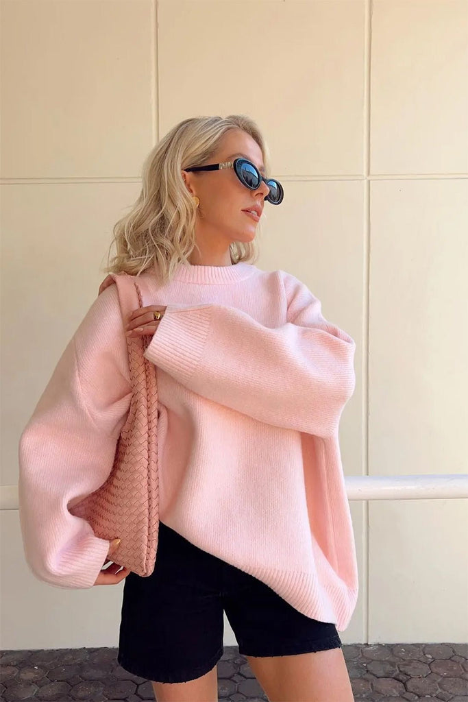 Joan Dames Sweater - Oversized Roze Katoenmix, Casual Chic 8