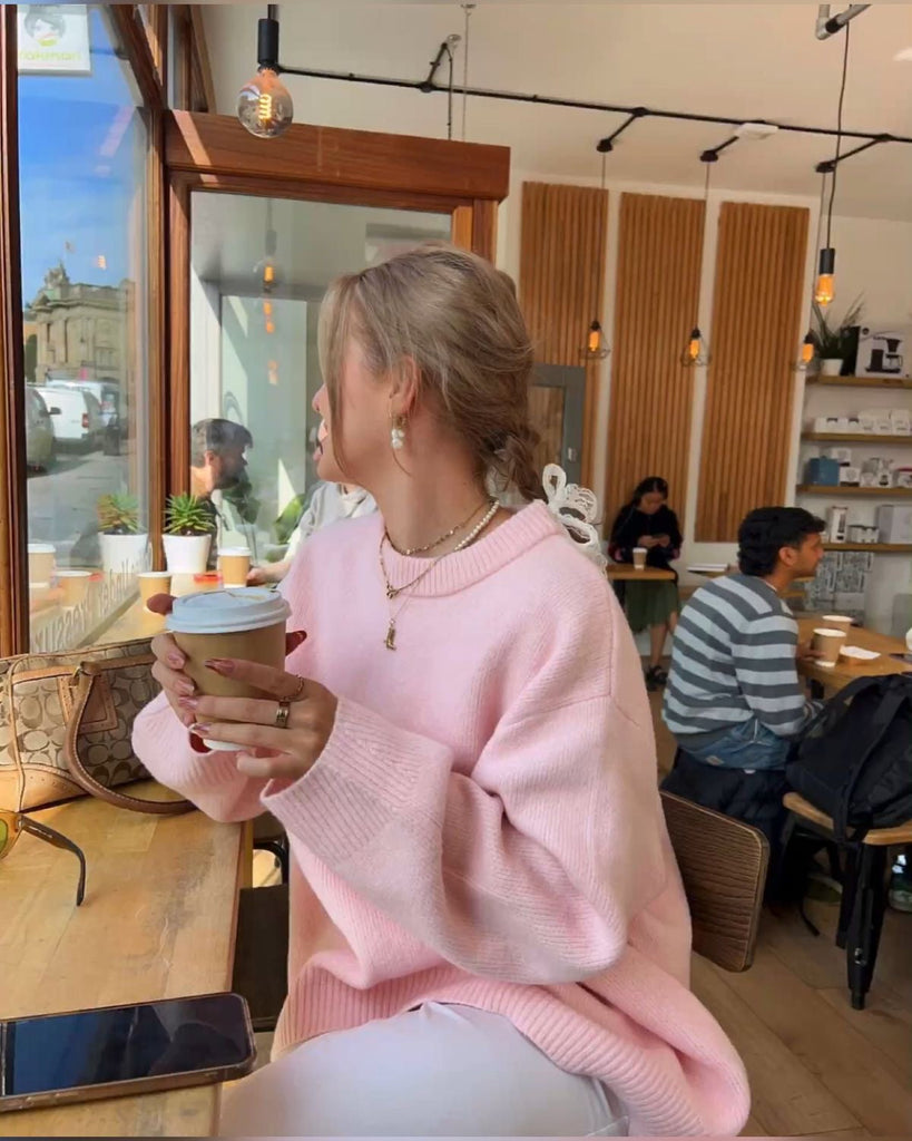 Joan Dames Sweater - Oversized Roze Katoenmix, Casual Chic 5