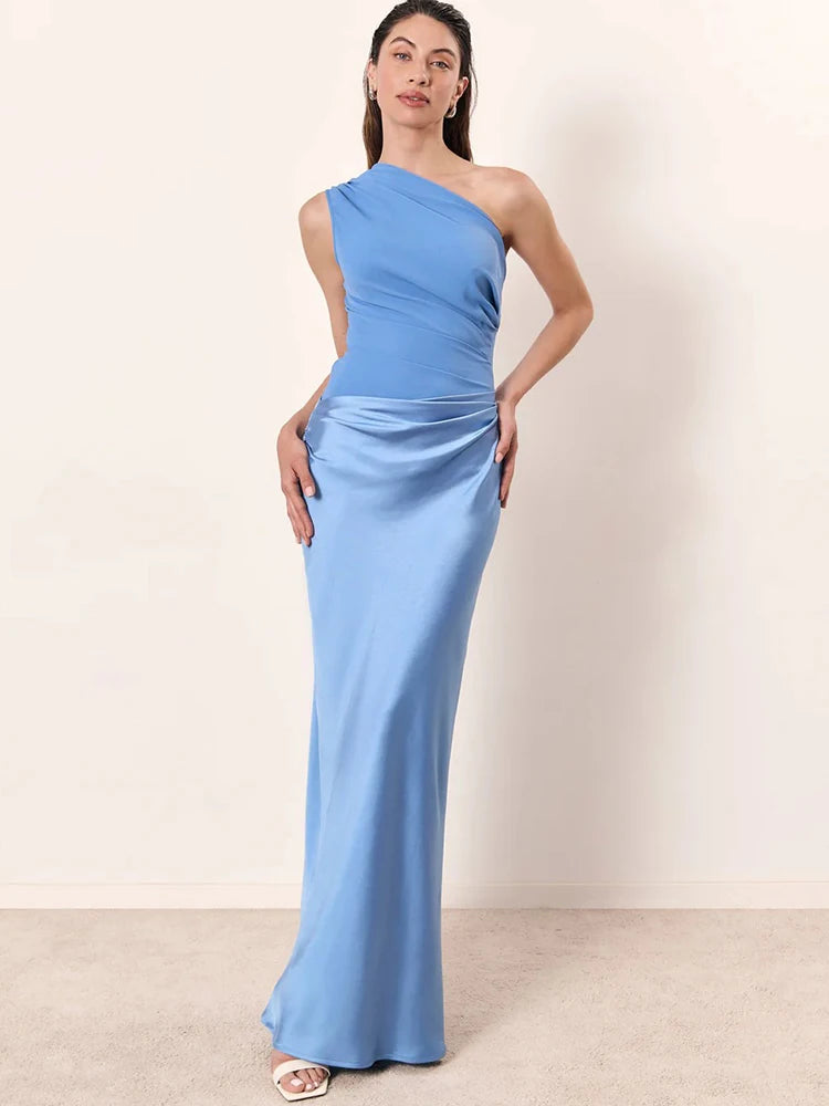 Julissa Maxi Jurk Dames – Satijn, One Shoulder, Lange Zomerjurk 10