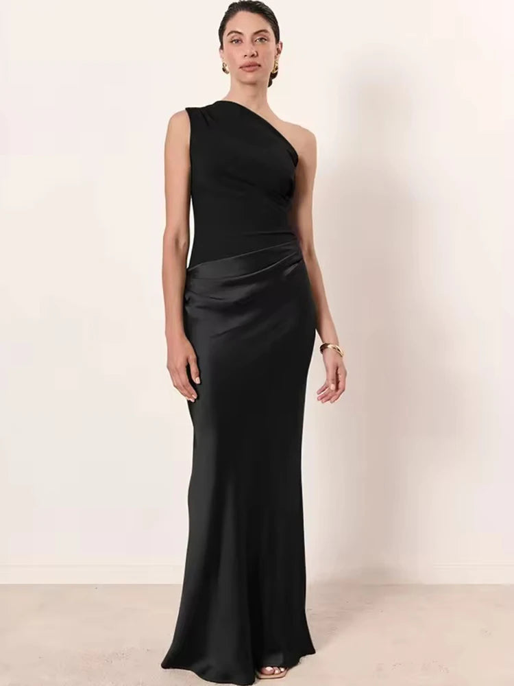 Julissa Maxi Jurk Dames – Satijn, One Shoulder, Lange Zomerjurk 9