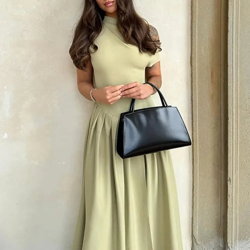 Mia Luxe Maxi Jurk Dames – Korte Mouwen, Elegante Lange Jurk voor Zomerfeesten 3
