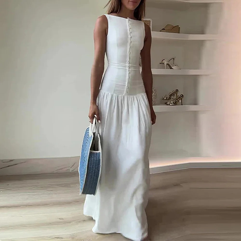 Mia Muse Maxi Jurk Dames - Slanke Pasvorm, Bootnek, Casual Zomerjurk 4