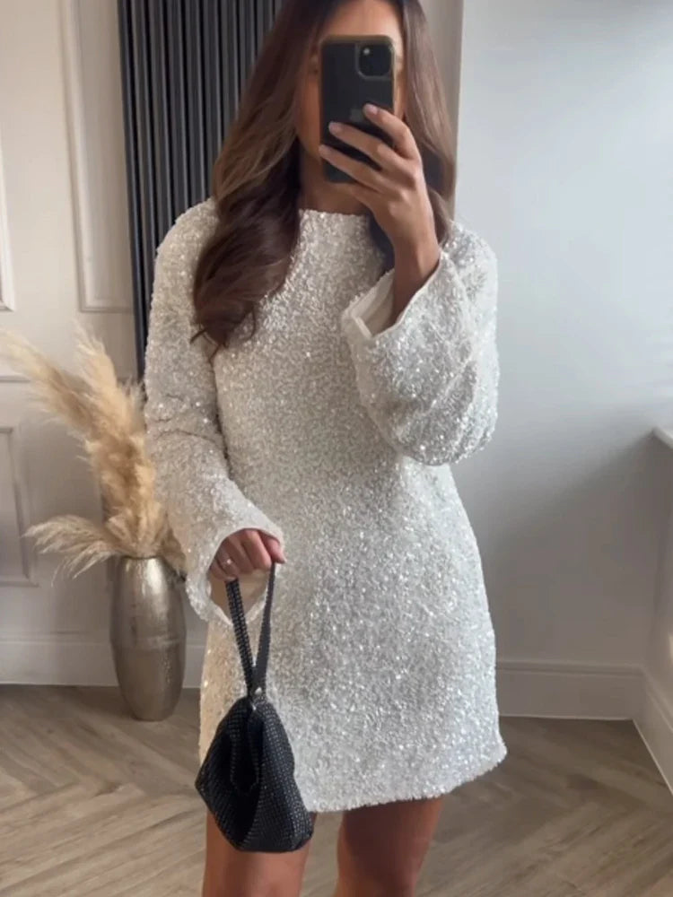 Lila Dames Mini Jurk | Luxe Textuurstof met Strik 5