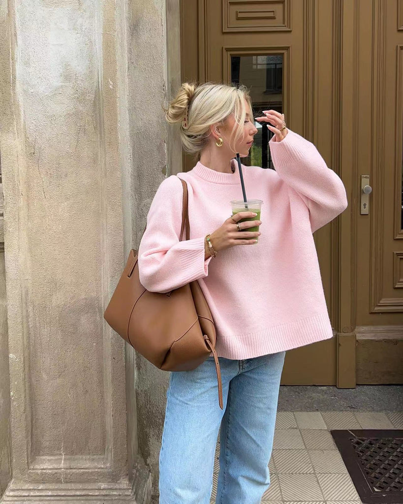 Joan Dames Sweater - Oversized Roze Katoenmix, Casual Chic 11