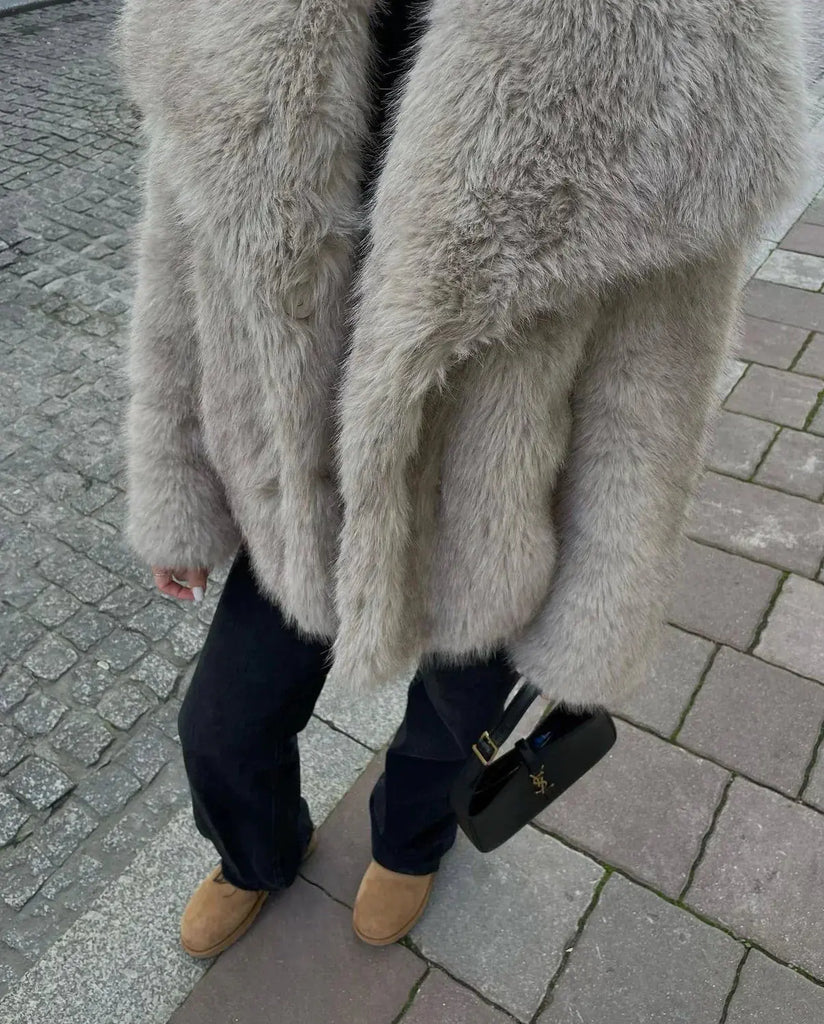 Mabel Dames Jas Winter | Zacht Faux Bont, Elegante Lange Jas 11
