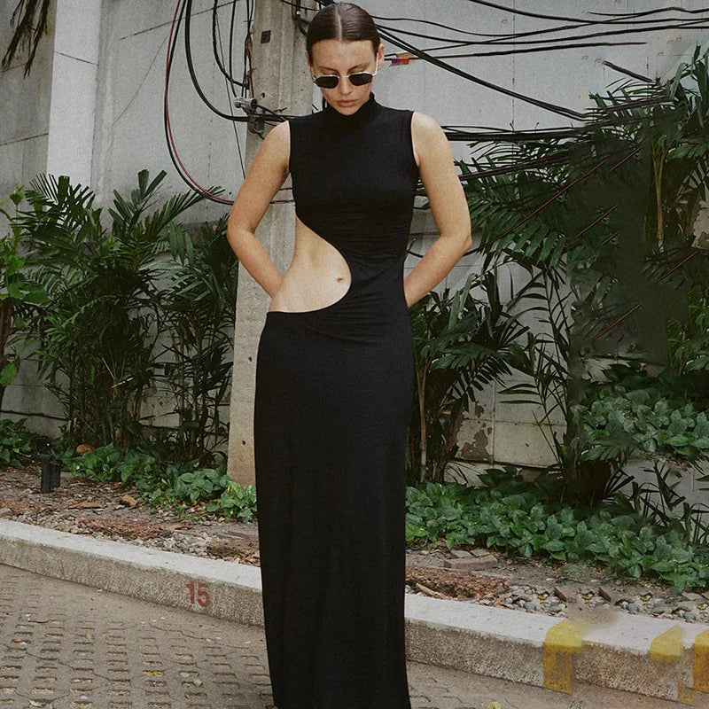 Gisella Dames Maxi Jurk | Sexy Cut-Out Zwarte Lange Jurk voor Zomeravonden 3