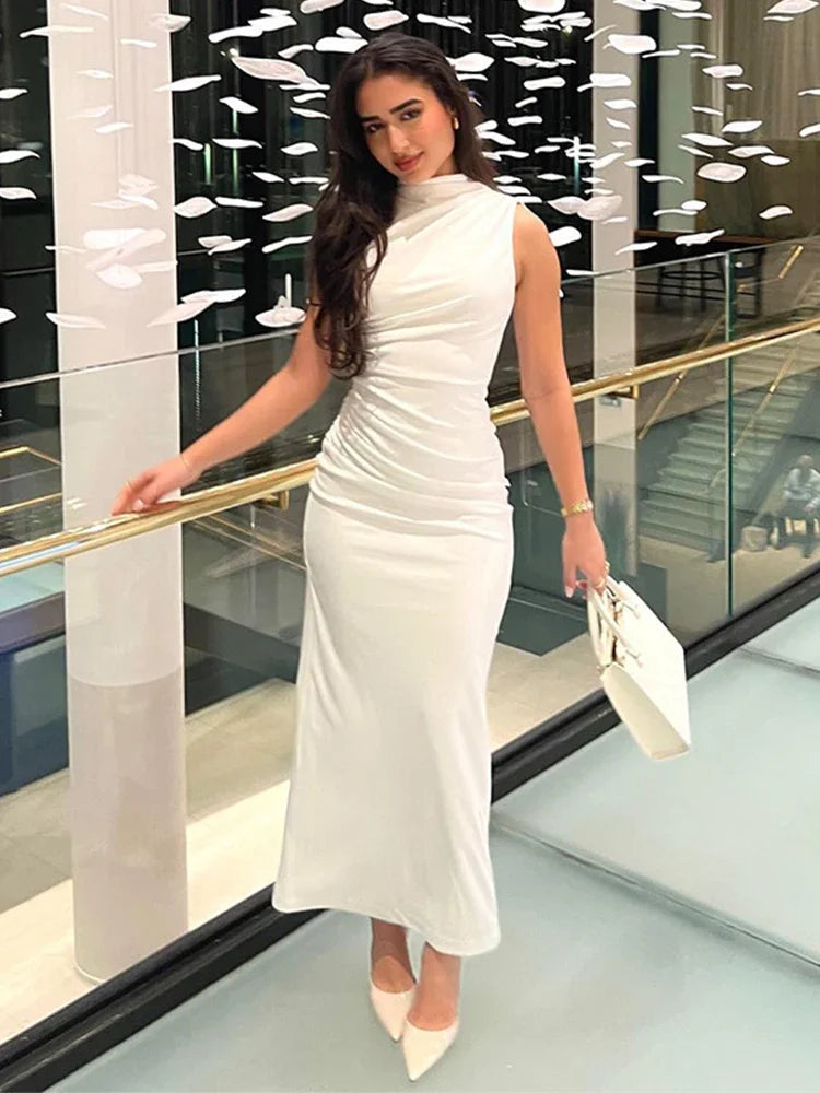 Sienna Women's Midi Dress | Elegant Pleats, Timeless Style 1