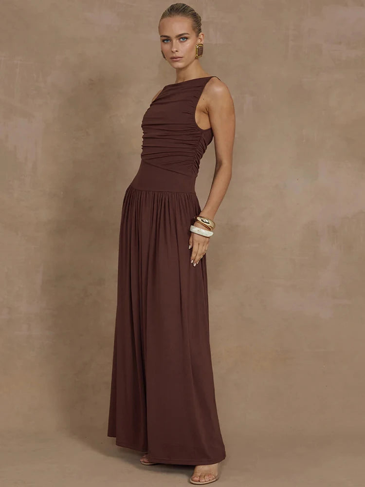 Gina Dames Maxi Jurk | Luxe Stof, Mouwloos Design voor Zomer 3