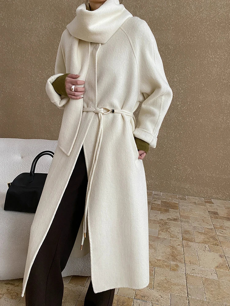 Rina Grote Maten Winterjas Dames | Oversized Wollen O-Hals, Comfortabel en Stijlvol 2