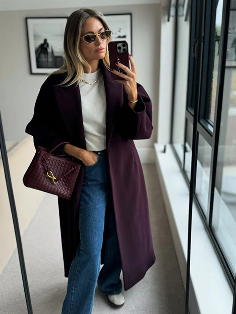 Riva Dames Jas Winter | Warme Wol, Lange Pasvorm met Notched Collar 1