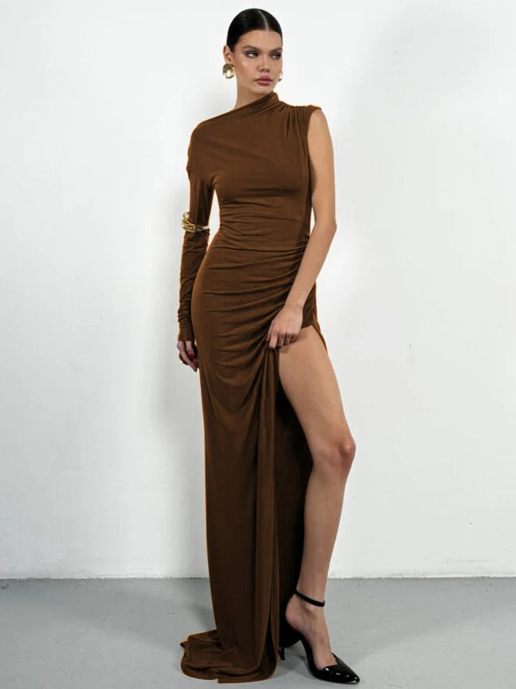 Kinsley Dames Maxi Jurk | Asymmetrisch Ontwerp met Kraag, Lange Jurk 5