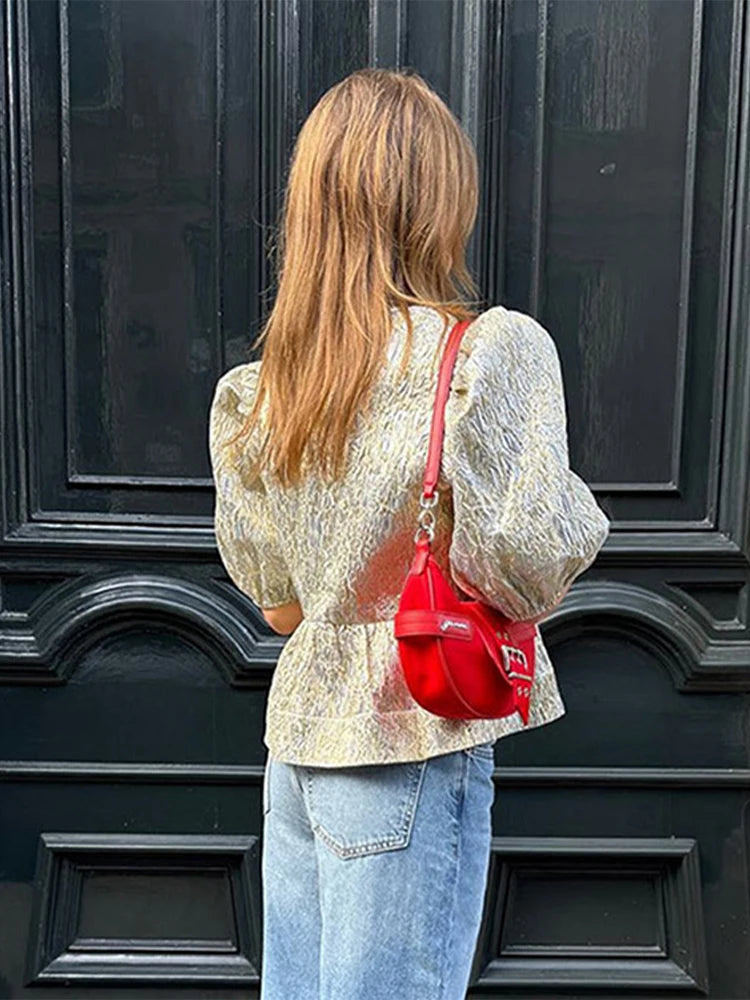 Sienna Dames Blouse | Gouden Glans, Chic Vetersluiting 5
