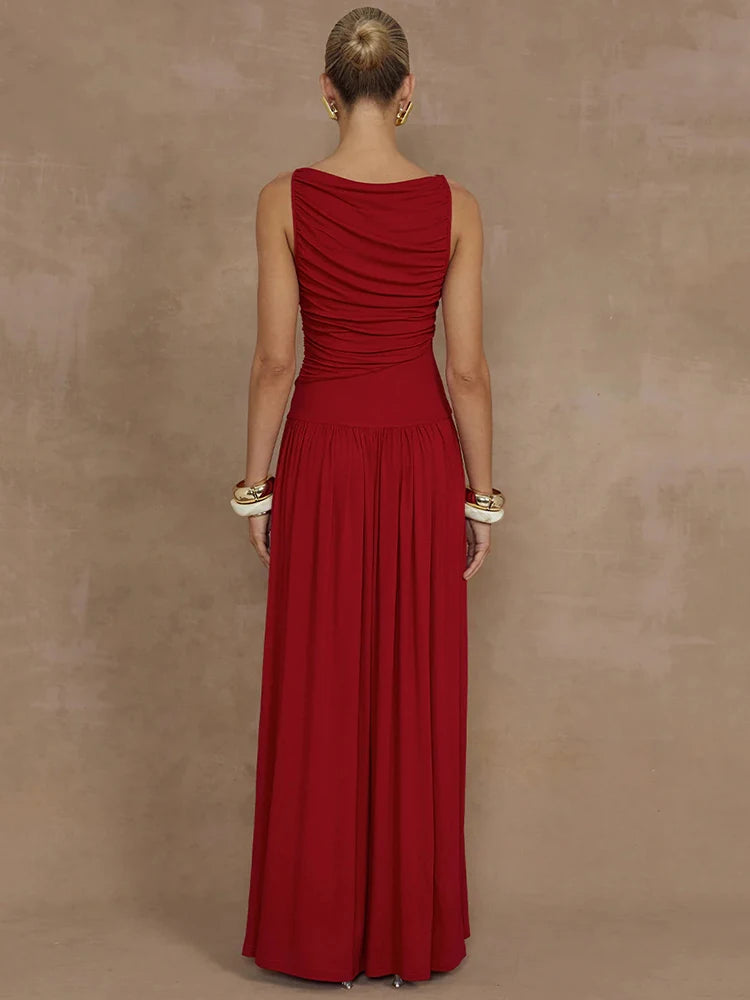Gina Dames Maxi Jurk | Luxe Stof, Mouwloos Design voor Zomer 5