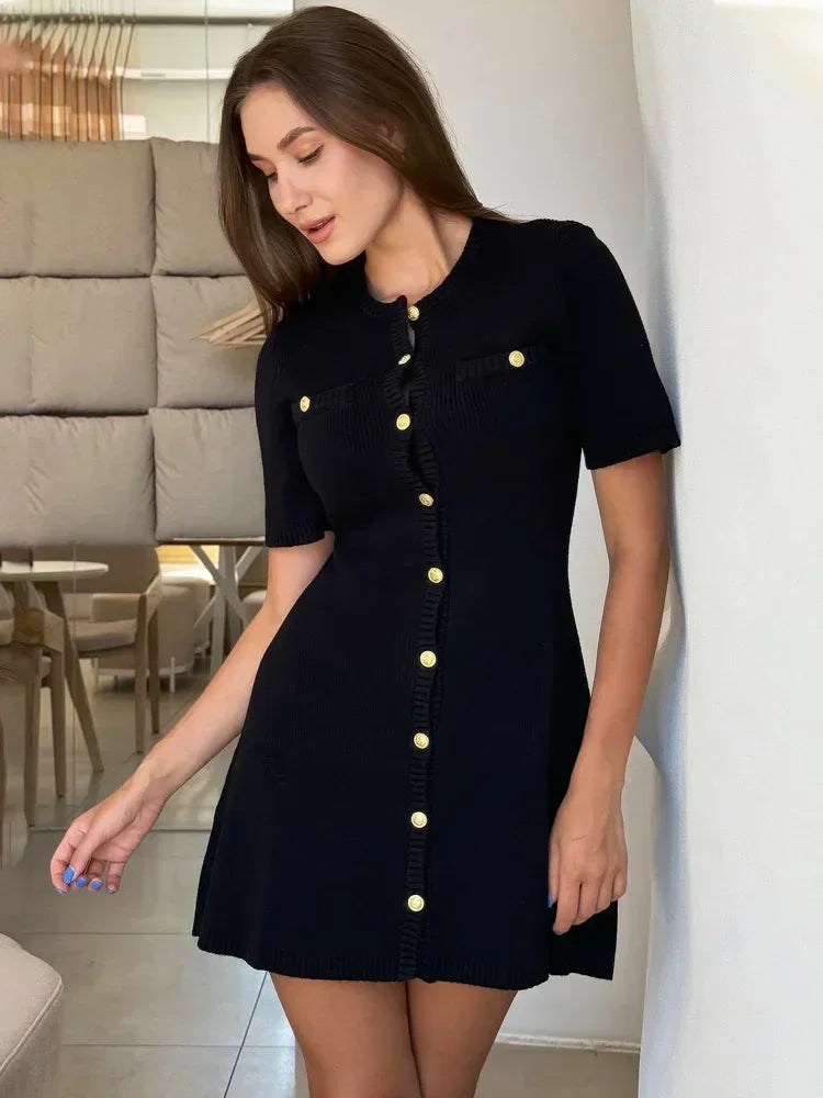 Gela Dames Jurk | Zachte Brei Mini Jurk, Elegant en Tijdloos 1