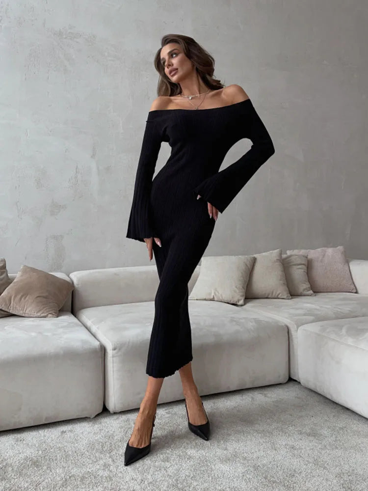 Helle Dames Lange Jurk | Premium Gebreide Stof, Elegant 5