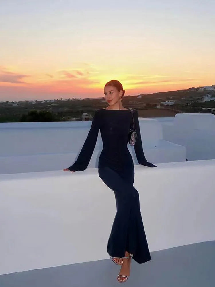 Gwen Lange Jurk Dames | Zonnebescherming, Doorzichtig Maxi Jurk met Lange Mouwen 7