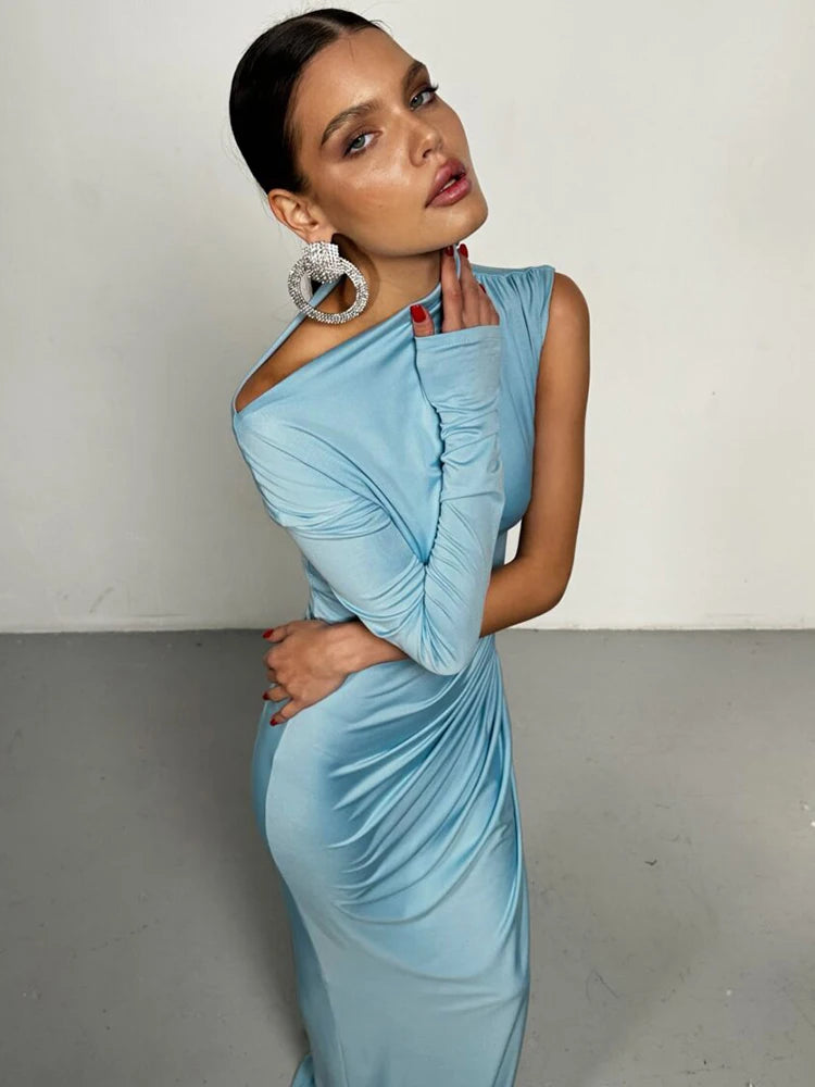 Kinsley Dames Maxi Jurk | Asymmetrisch Ontwerp met Kraag, Lange Jurk 6