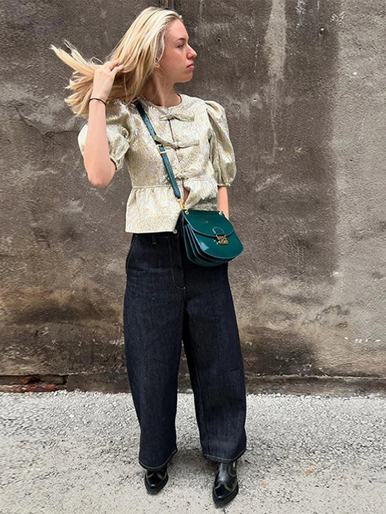 Sienna Dames Blouse | Gouden Glans, Chic Vetersluiting 6
