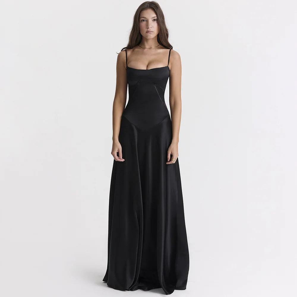 Bando Zwarte Lange Jurk Dames | Elegante Lace-Up, Maxi Lengte 3
